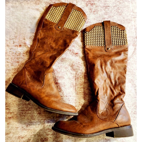 Candies Brown & Copper Studded Cowboy Boots - Picture 3 of 3